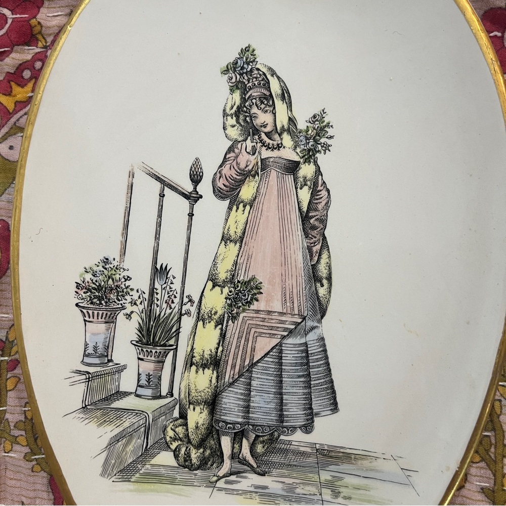 VTG Vintage Mottahedeh Designs Oval Plates - Gold Trim S.5401 Set of 2 - Picture 12 of 16